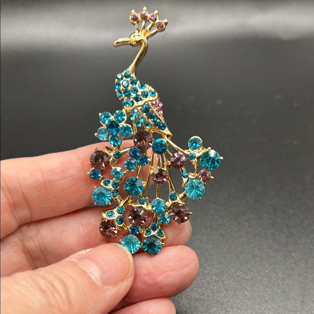 Monet peacock pin
